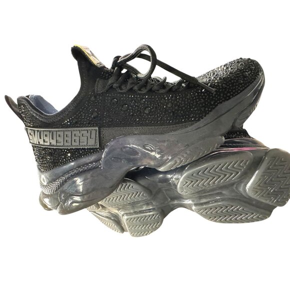 NWOT Steve Madden Maxima-R Black Rhinestone Embellished‎ Sneakers Women's Size 8 - Picture 5 of 16